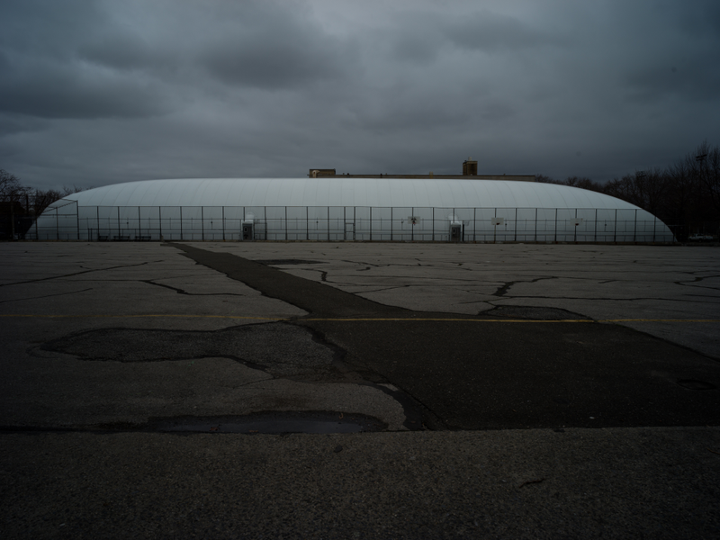 Tennis court bubble in Williamsburg, BK.